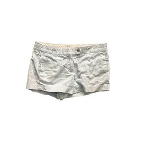 J.CREW Women's Chino Shorts Baby Blue Embroidered Swan Print, Size 6